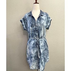 Anthropologie Cloth & Stone Chambray Shirt Button Dress M